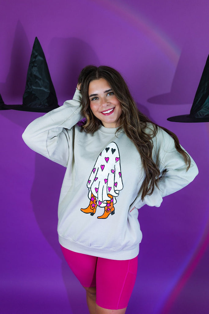 Boo In Boots Sweatshirt - June Seventh Boutique
