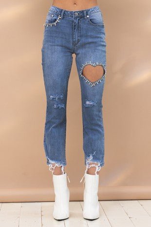 Cut out heart denim jeans – June Seventh Boutique