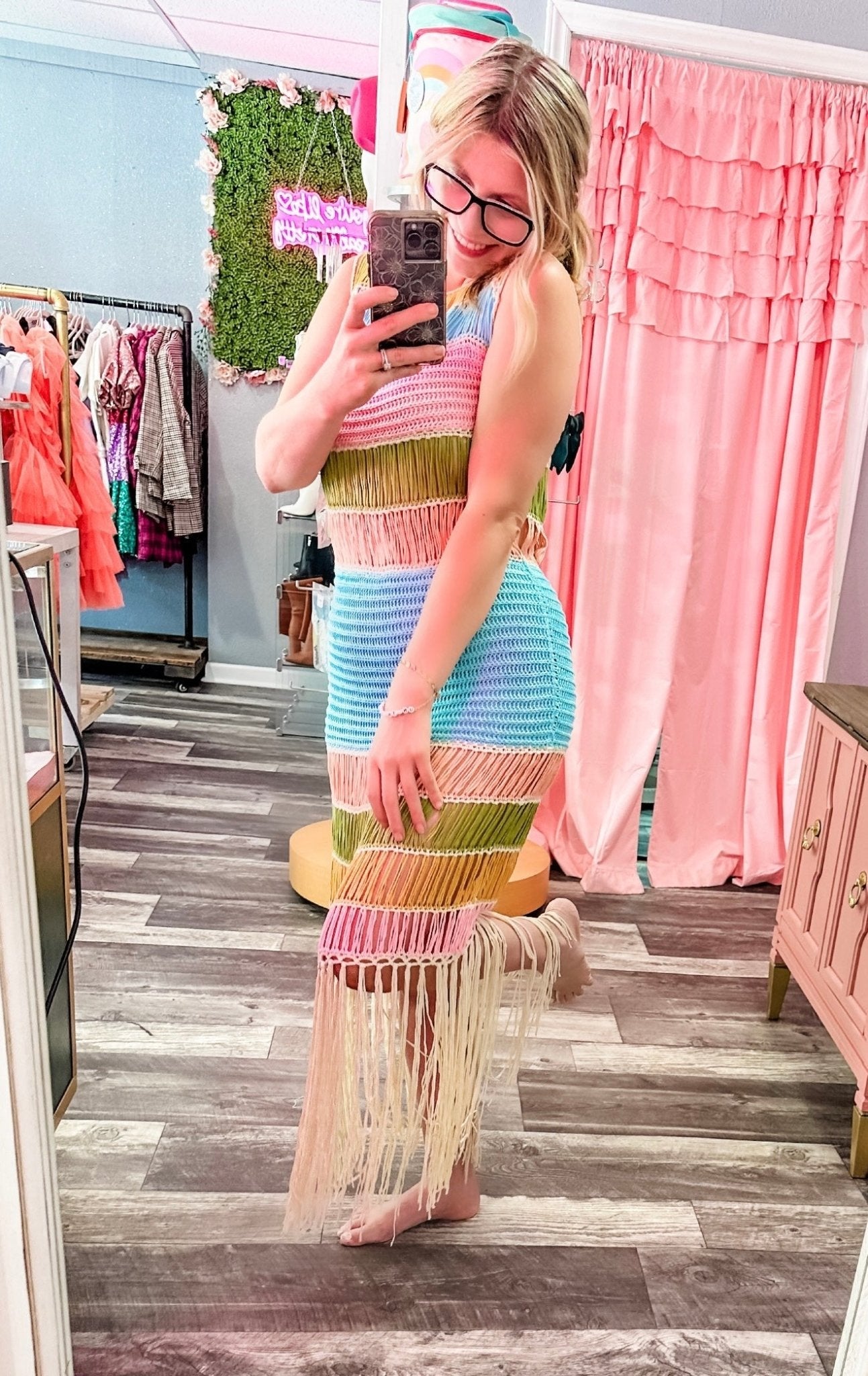 Fringe Crochet Knit Maxi Dress June Seventh Boutique Fringe Crochet Knit Maxi Dress June Seventh Boutique