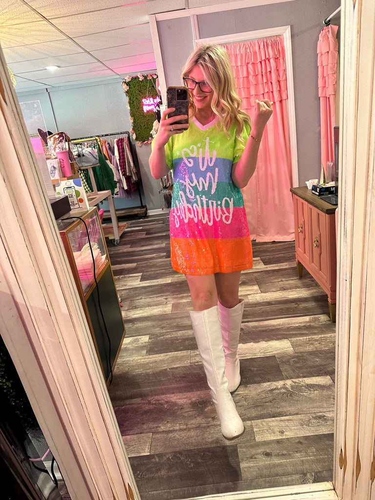 It’s My Birthday Rainbow sequin Dress - June Seventh Boutique