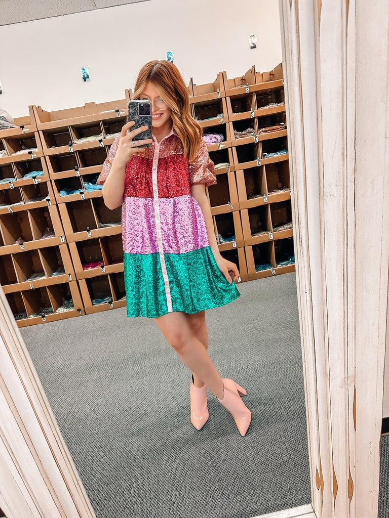 Sparkle & Shine Stripe Dress - June Seventh Boutique